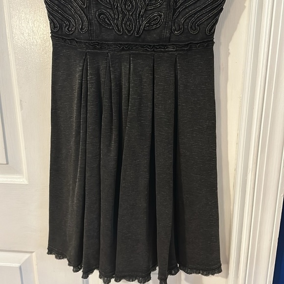 Women’s Free People Sassy Soutache Skater Grey Embellished Dress Size Medium - Picture 5 of 11